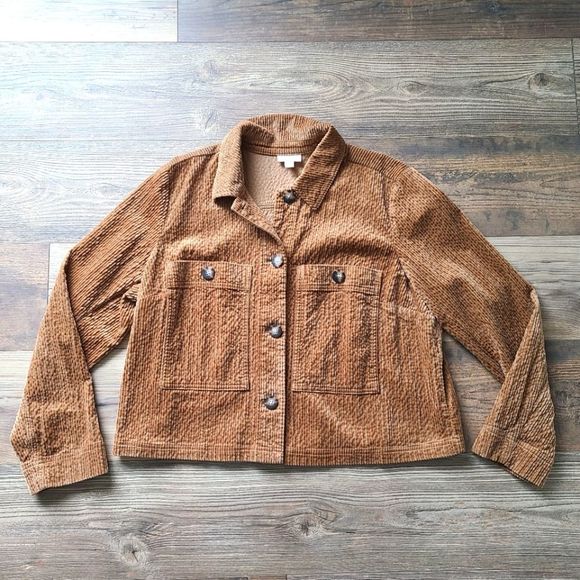J. Jill Tops - J Jill Jacket Womens Large Vicuna Corduroy Button Front Modal Shacket Pockets